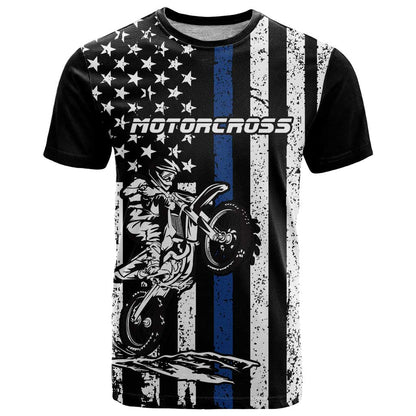 Personalized Motocross Rider T-Shirt with Splash Pattern and Dirt Bike Jump Illustration Graphic Tee