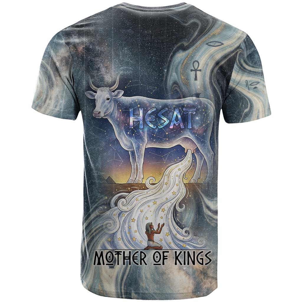 Hesat Celestial Cow Egyptian T-Shirt with Mythic Sky Motif in Cosmic Theme Graphic Tee