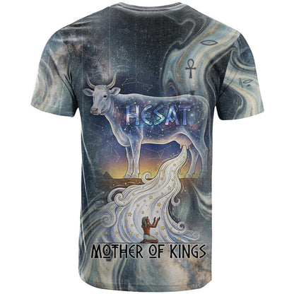 Hesat Celestial Cow Egyptian T-Shirt with Mythic Sky Motif in Cosmic Theme Graphic Tee