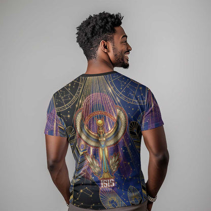 Isis Ankh Symbol T-Shirt with Celestial Wings in Ancient Egyptian Cosmic Graphic Tee