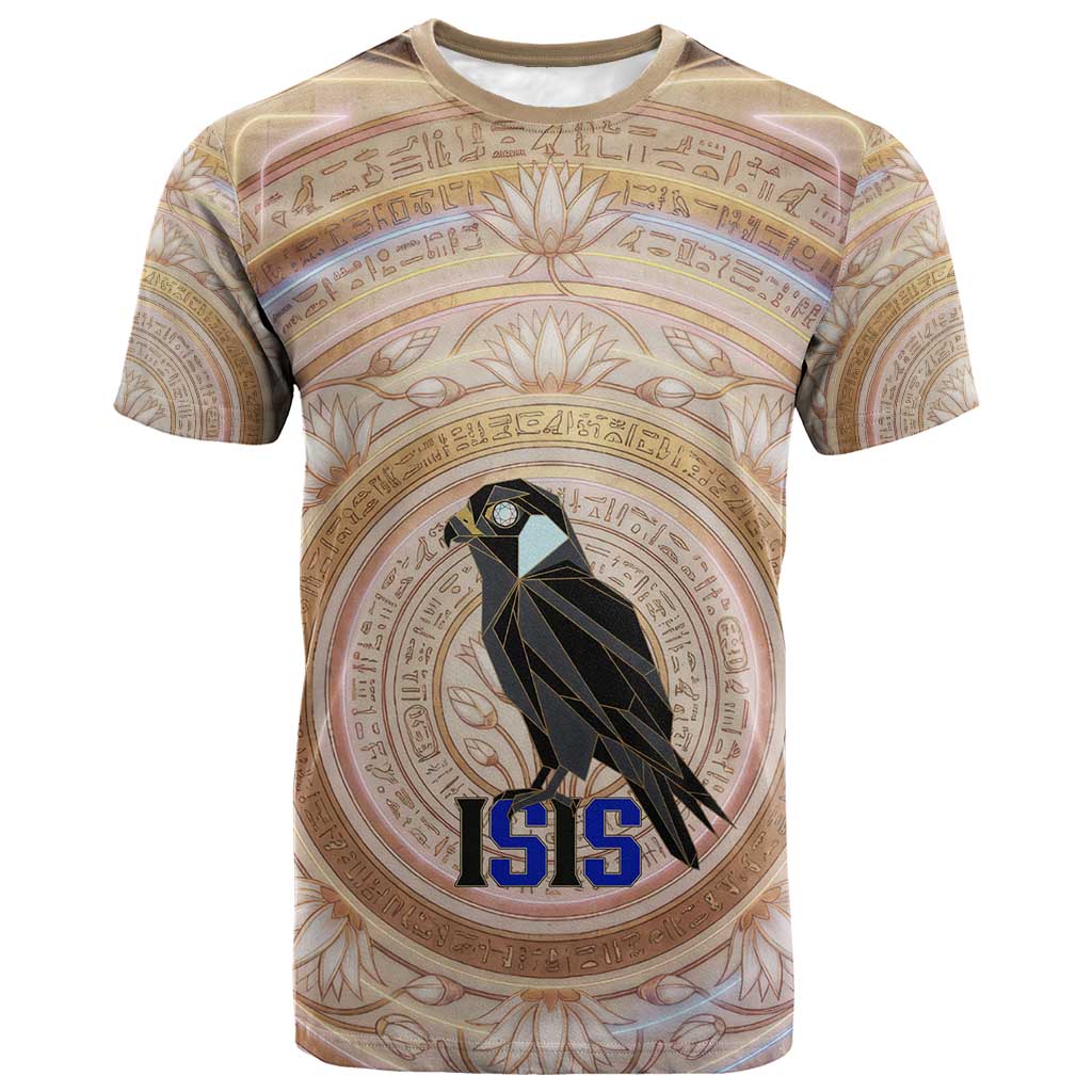 Isis T-Shirt with Falcon Symbol and Sacred Geometry in Egyptian Graphic Tee