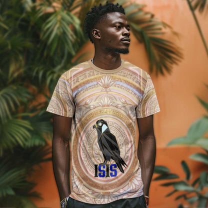 Isis T-Shirt with Falcon Symbol and Sacred Geometry in Egyptian Graphic Tee