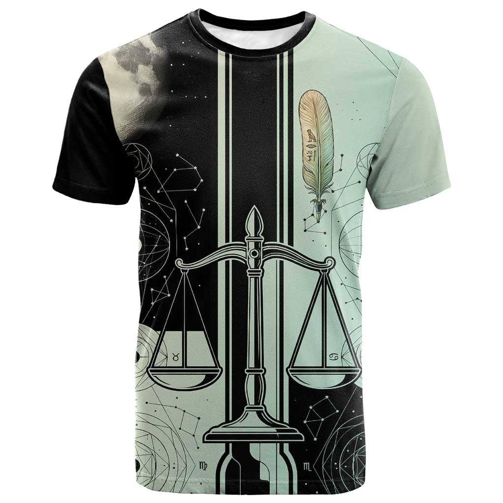 Ma’at Feather Egyptian T-Shirt with Scales Symbolizing Truth and Cosmic Balance Graphic Tee
