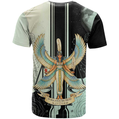 Ma’at Feather Egyptian T-Shirt with Scales Symbolizing Truth and Cosmic Balance Graphic Tee