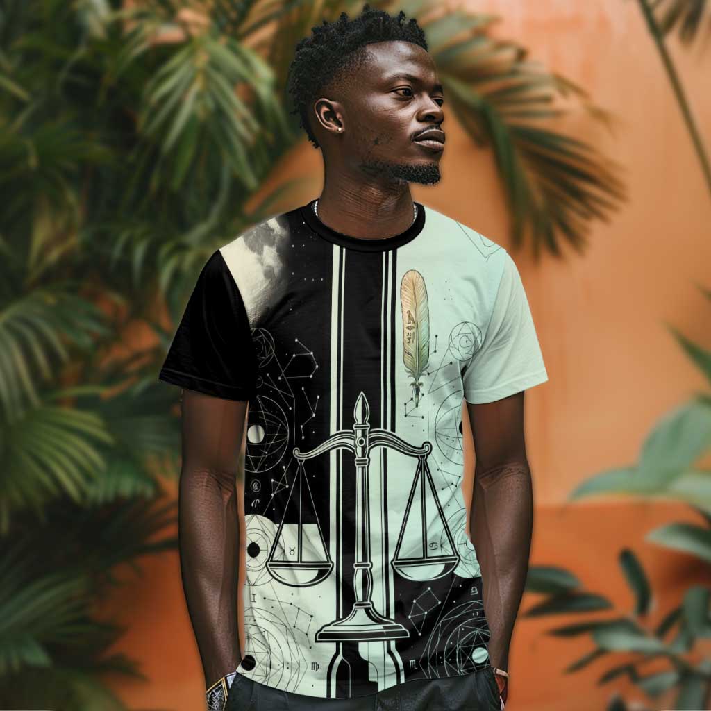 Ma’at Feather Egyptian T-Shirt with Scales Symbolizing Truth and Cosmic Balance Graphic Tee