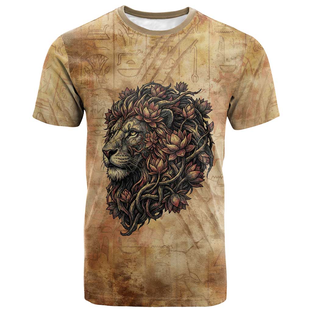 Nefertem Ancient Egyptian T-Shirt Lion Head Lotus Flowers Incense Smoke Ancient Graphic Tee