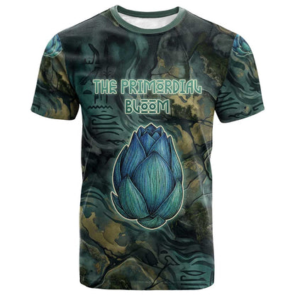 Nefertem T-Shirt Primordial Bloom Lotus Mystical Lion Cosmic Egyptian Graphic Tee