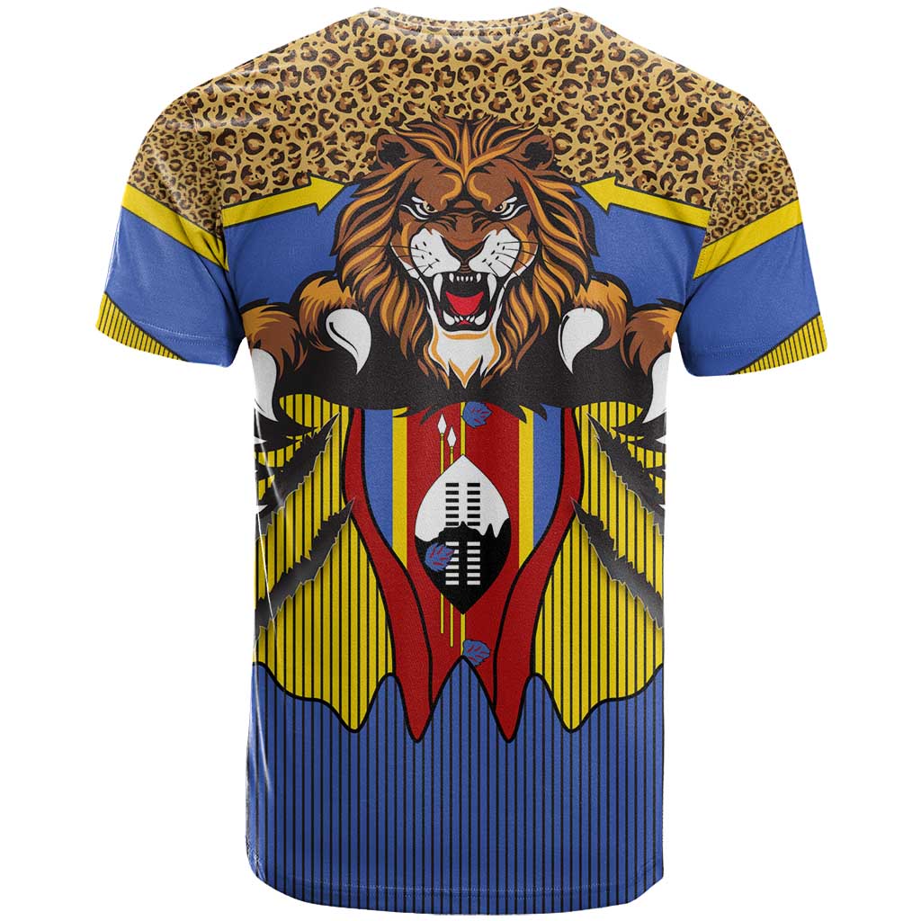 Swaziland T-Shirt Coat of Arms Lion Elephant Shield Leopard Print Design Graphic Tee