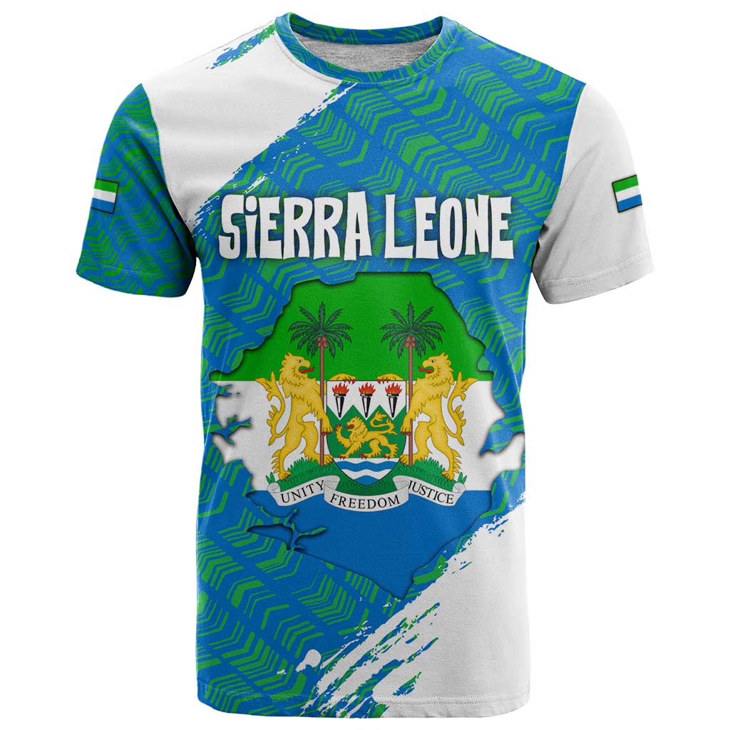 Sierra Leone Crest T-Shirt with National Coat of Arms and Flag Colors Graphic Tee