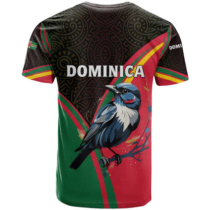Dominica T-Shirt with Sisserou Parrot and Tribal Pattern Design Graphic Tee