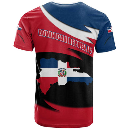 Dominican Republic Flag T-Shirt with Map National Coat of Arms Island Silhouette Graphic Tee