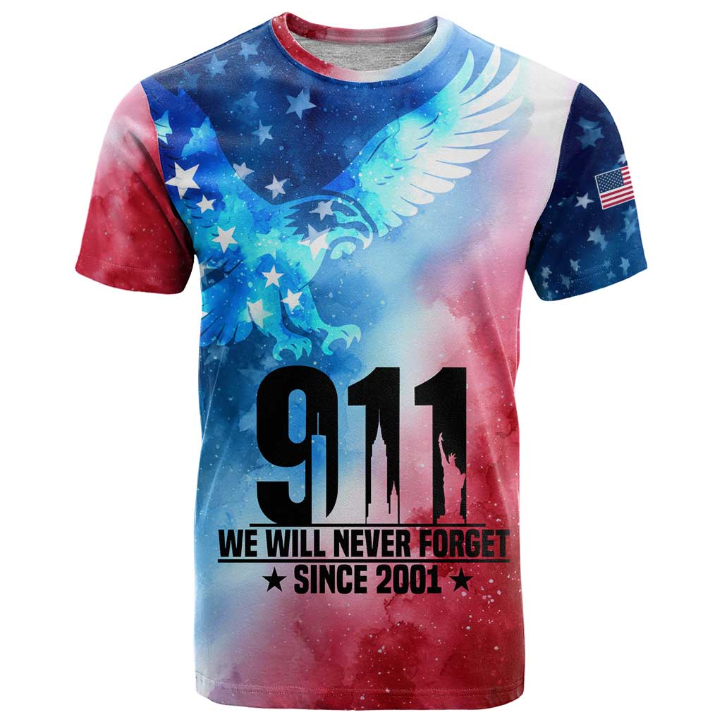 Patriotic 911 Memorial Patriot Day T-Shirt American Flag and Bald Eagle Graphic Tee