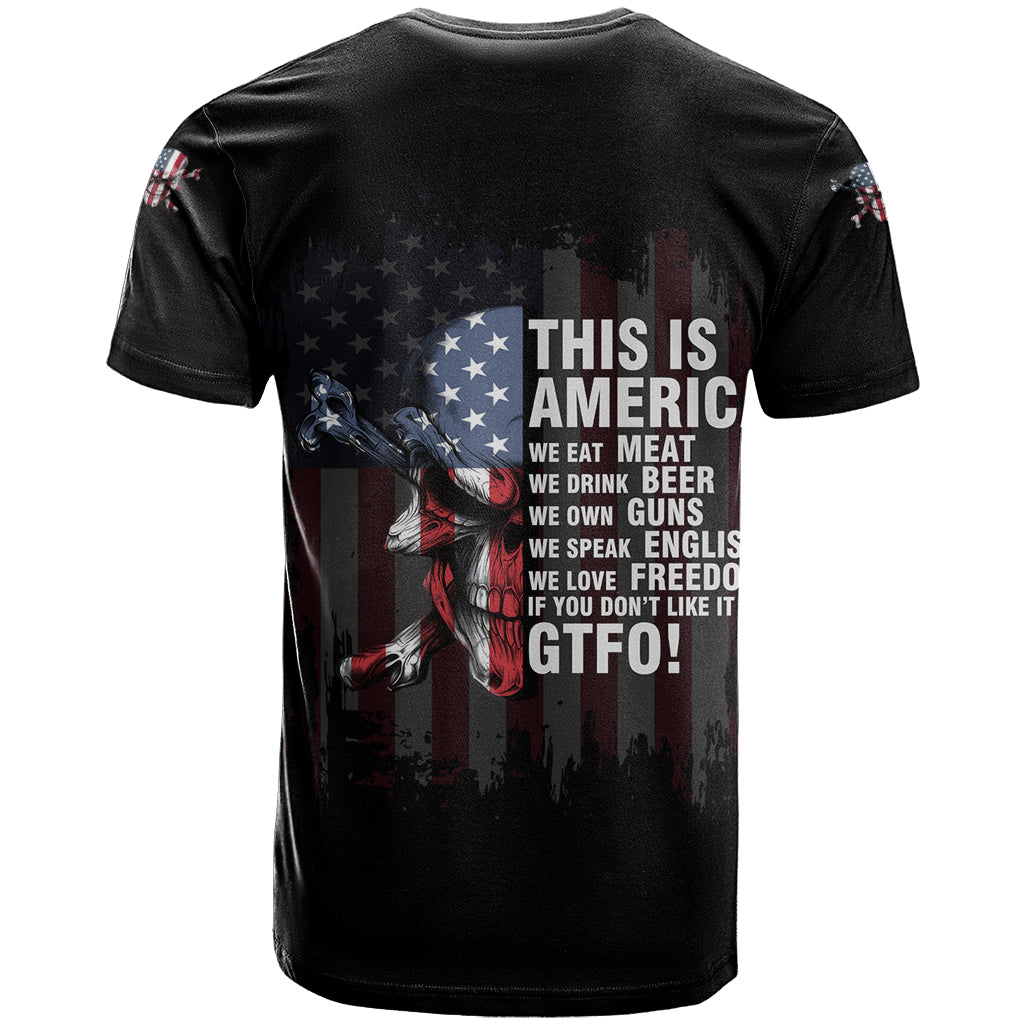 This Is America Patriotic Skull T-Shirt Graphic Tee