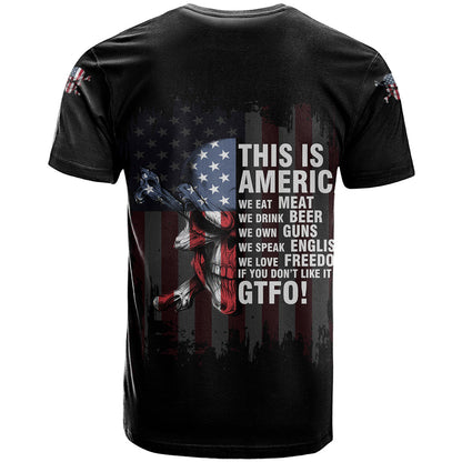 This Is America Patriotic Skull T-Shirt Graphic Tee