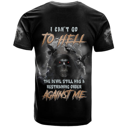 I Can't Go To Hell Reaper Bat T-Shirt Graphic Tee