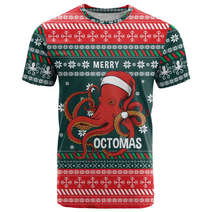 Merry Octomas Christmas T-Shirt Xmas Holiday Patterns Graphic Tee
