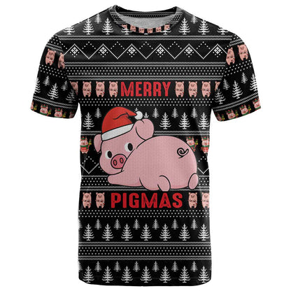 Merry Pigmas Christmas T-Shirt Xmas Holiday Patterns Graphic Tee