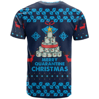 Merry Quarantine Christmas T-Shirt Xmas Holiday Patterns Graphic Tee