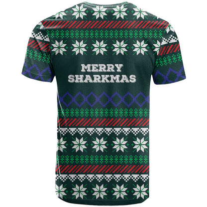 Merry Sharkmas Christmas T-Shirt Xmas Holiday Patterns Graphic Tee