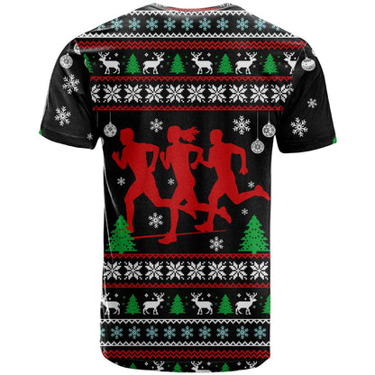 Running Oh What Fun Christmas T-Shirt Xmas Holiday Patterns Graphic Tee