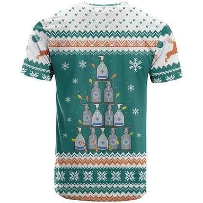 Sanitizer Merry Christmas T-Shirt Xmas Holiday Patterns Graphic Tee