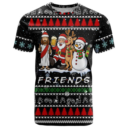 Santa Claus Jesus Friend of Christmas T-Shirt Xmas Holiday Patterns Graphic Tee