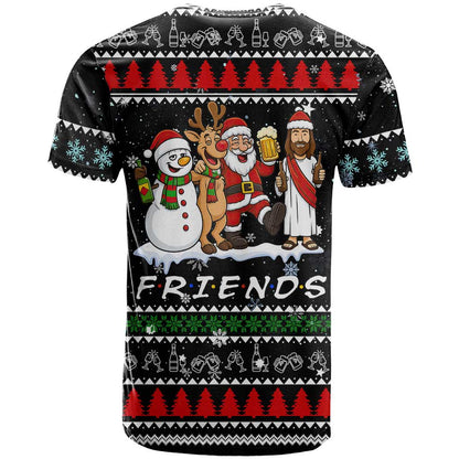Santa Claus Jesus Friend of Christmas T-Shirt Xmas Holiday Patterns Graphic Tee