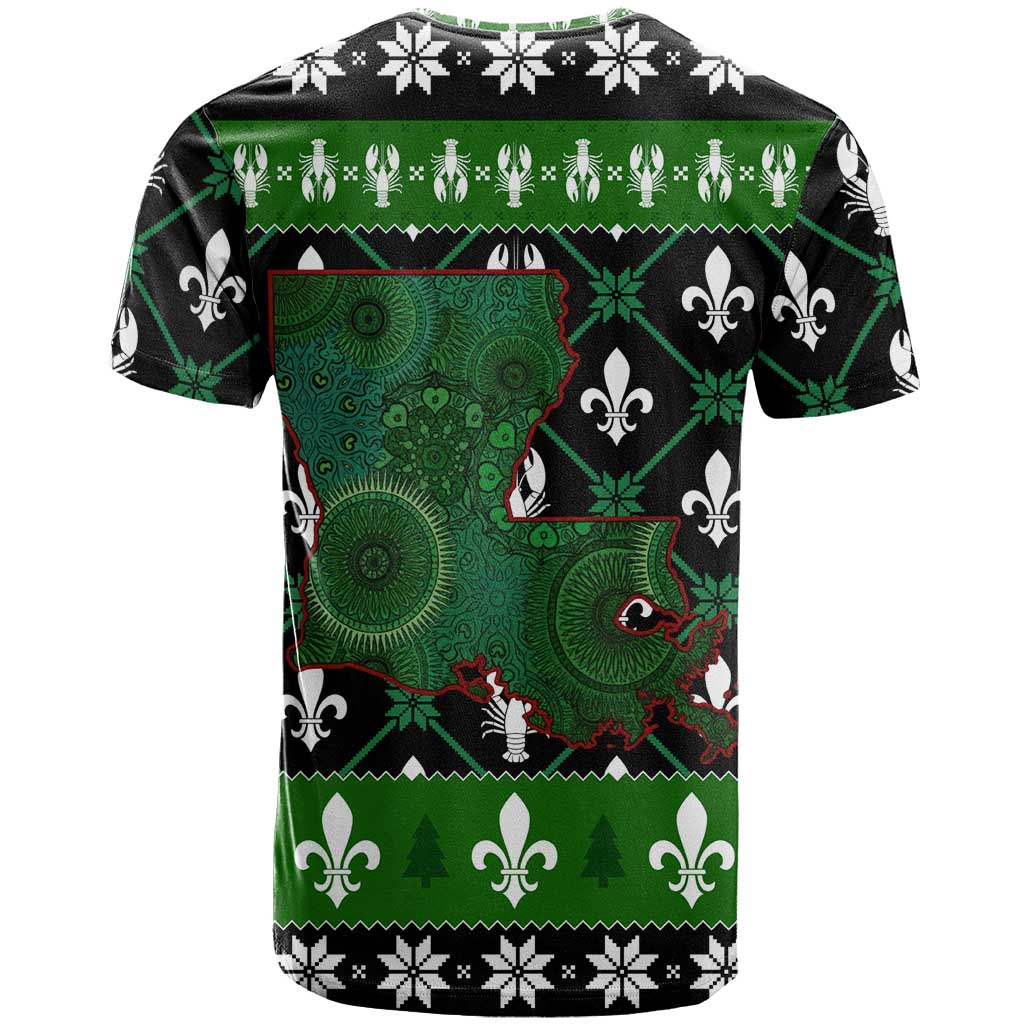 Louisiana USA Symbols Pattern Christmas T-Shirt Xmas Holiday Patterns Graphic Tee