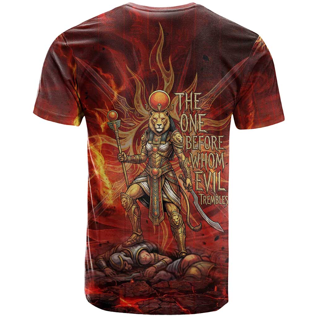 Sekhmet T-Shirt Egyptian Fiery Lioness Head and Ancient Warrior Graphic Tee