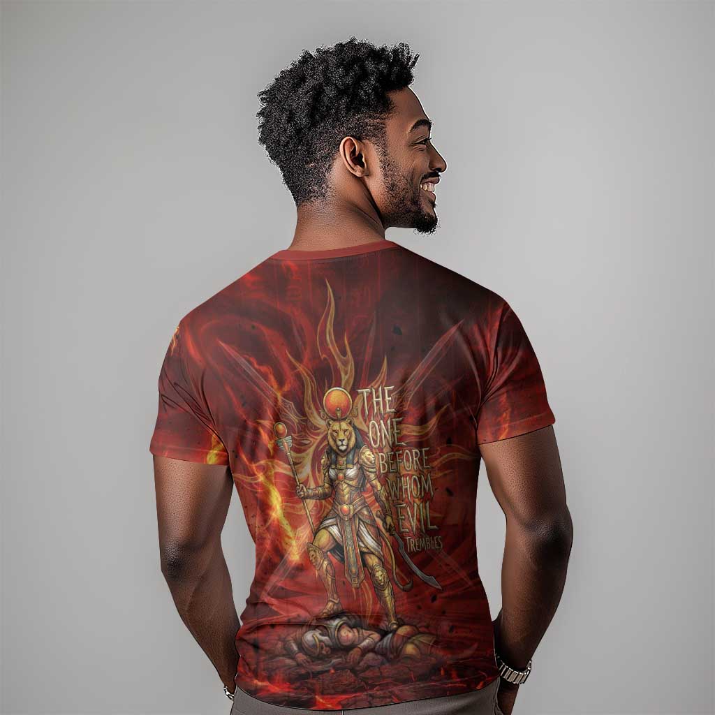 Sekhmet T-Shirt Egyptian Fiery Lioness Head and Ancient Warrior Graphic Tee