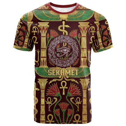 Sekhmet T-Shirt with Eye of Ra and Sacred Lion Symbol in Egyptian Healer Graphic Tee