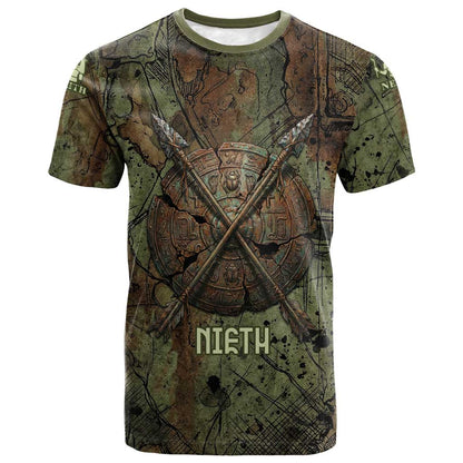 Neith Egyptian T-Shirt War Goddess Terrifying One Dual Spears and Shield Battle Worn Graphic Tee