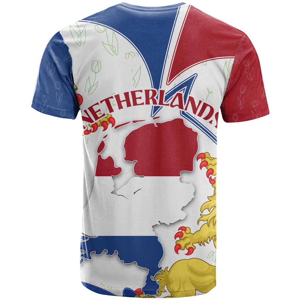 Netherlands Heritage T-Shirt with Tulips Windmill and Coat of Arms Graphic Tee