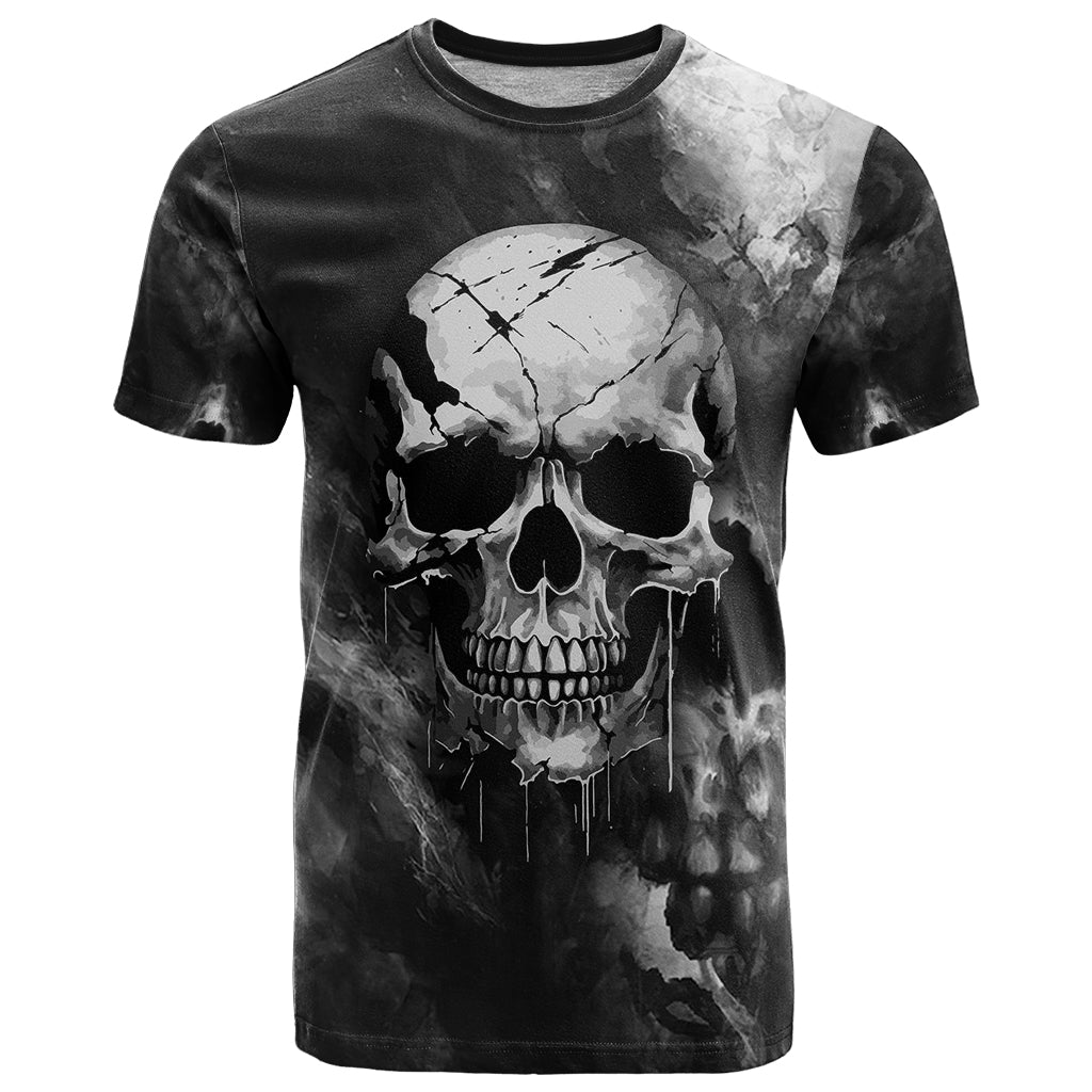 Skull Grunge Pattern T-Shirt Warning I'm an Asshole Graphic Tee