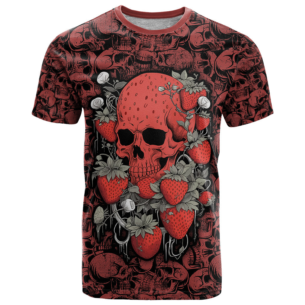 Skull pattern T-Shirt I Love You Berry Much Graphic Tee