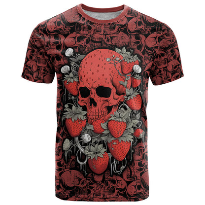 Skull pattern T-Shirt I Love You Berry Much Graphic Tee