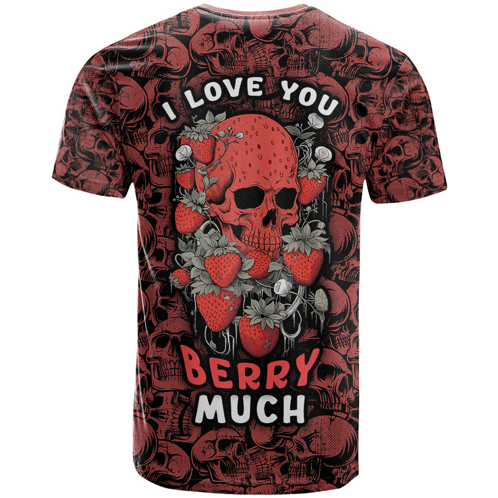Skull pattern T-Shirt I Love You Berry Much Graphic Tee