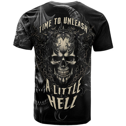 Skull Demon Fantasy T-Shirt Time To Unleash A Litte Hell Graphic Tee