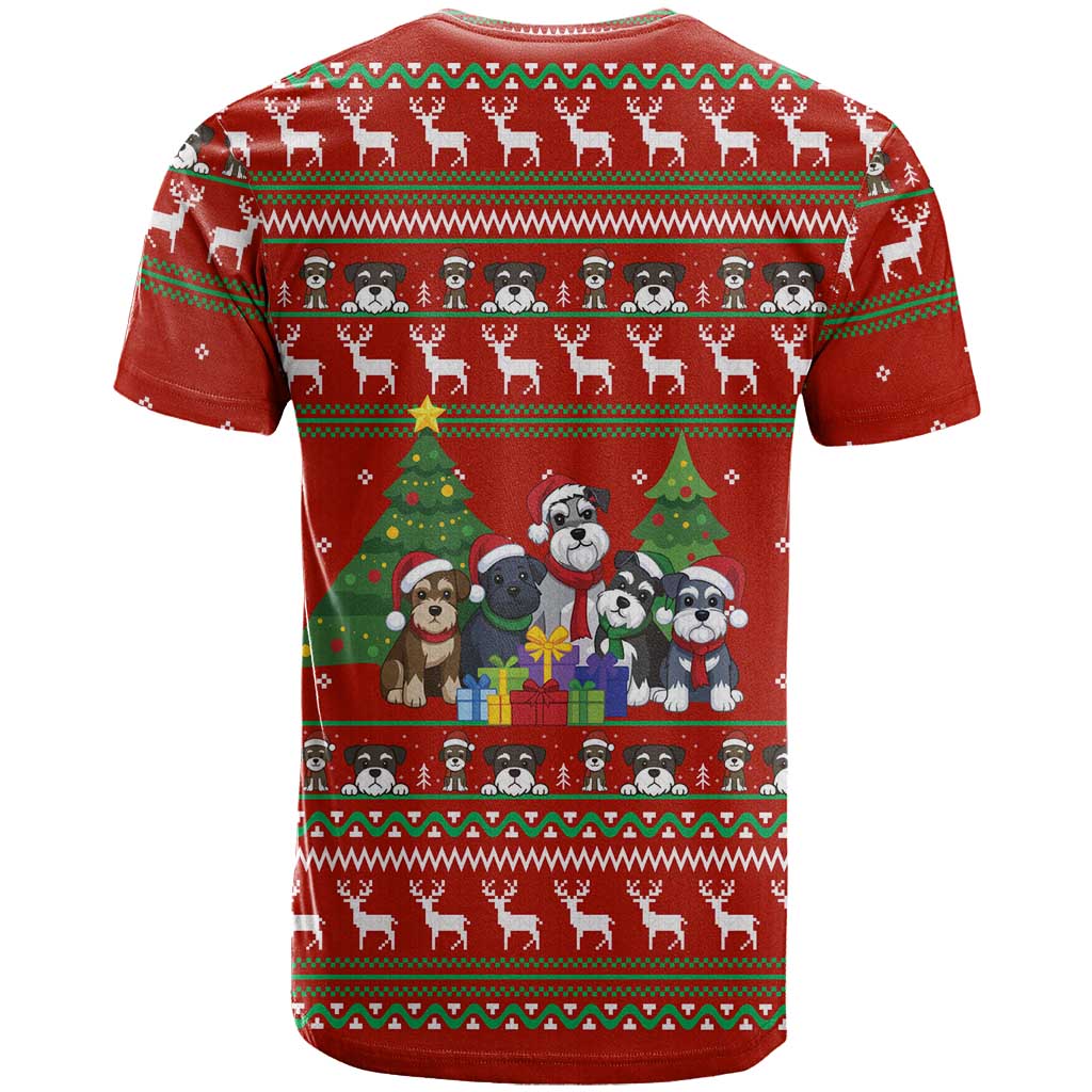 Miniature Schnauzer Family Snow Christmas T-Shirt Xmas Holiday Patterns Graphic Tee
