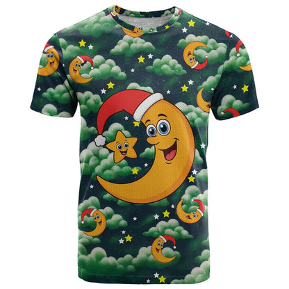 Christmas Moon and Star T-Shirt Xmas Holiday Patterns Graphic Tee