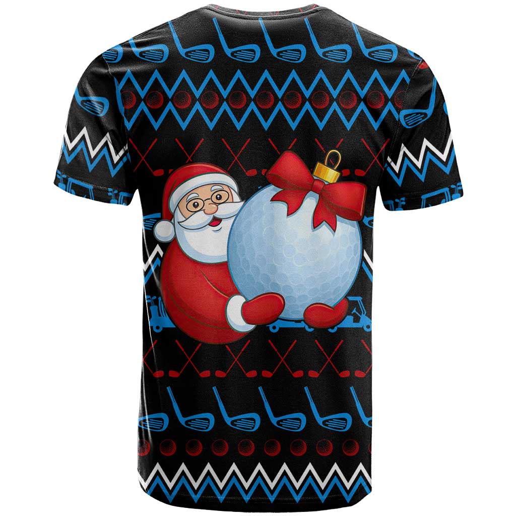 Santa Clause Golf Wonderland Christmas T-Shirt Xmas Holiday Patterns Graphic Tee