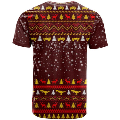 Santassic Park Santa Claus Christmas T-Shirt Xmas Holiday Patterns Graphic Tee