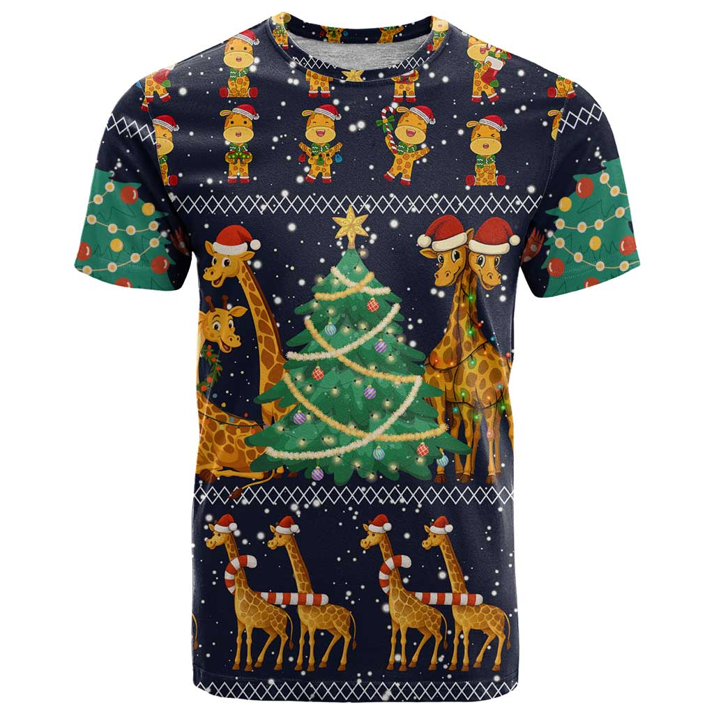 Love Giraffe Christmas T-Shirt Xmas Holiday Patterns Graphic Tee