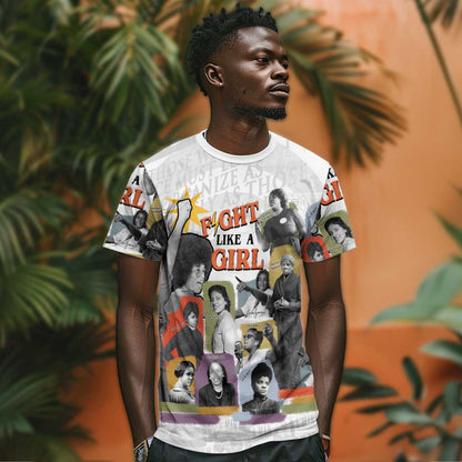 Black History Fight Like A Girl T-Shirt African Feminist Icons and Bold Retro Art Style Graphic Tee