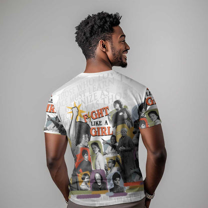 Black History Fight Like A Girl T-Shirt African Feminist Icons and Bold Retro Art Style Graphic Tee