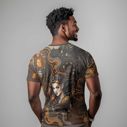 Serket Egyptian T-Shirt Jeweled Scorpion and Cobweb Motif in Mystical Egyptian Graphic Tee
