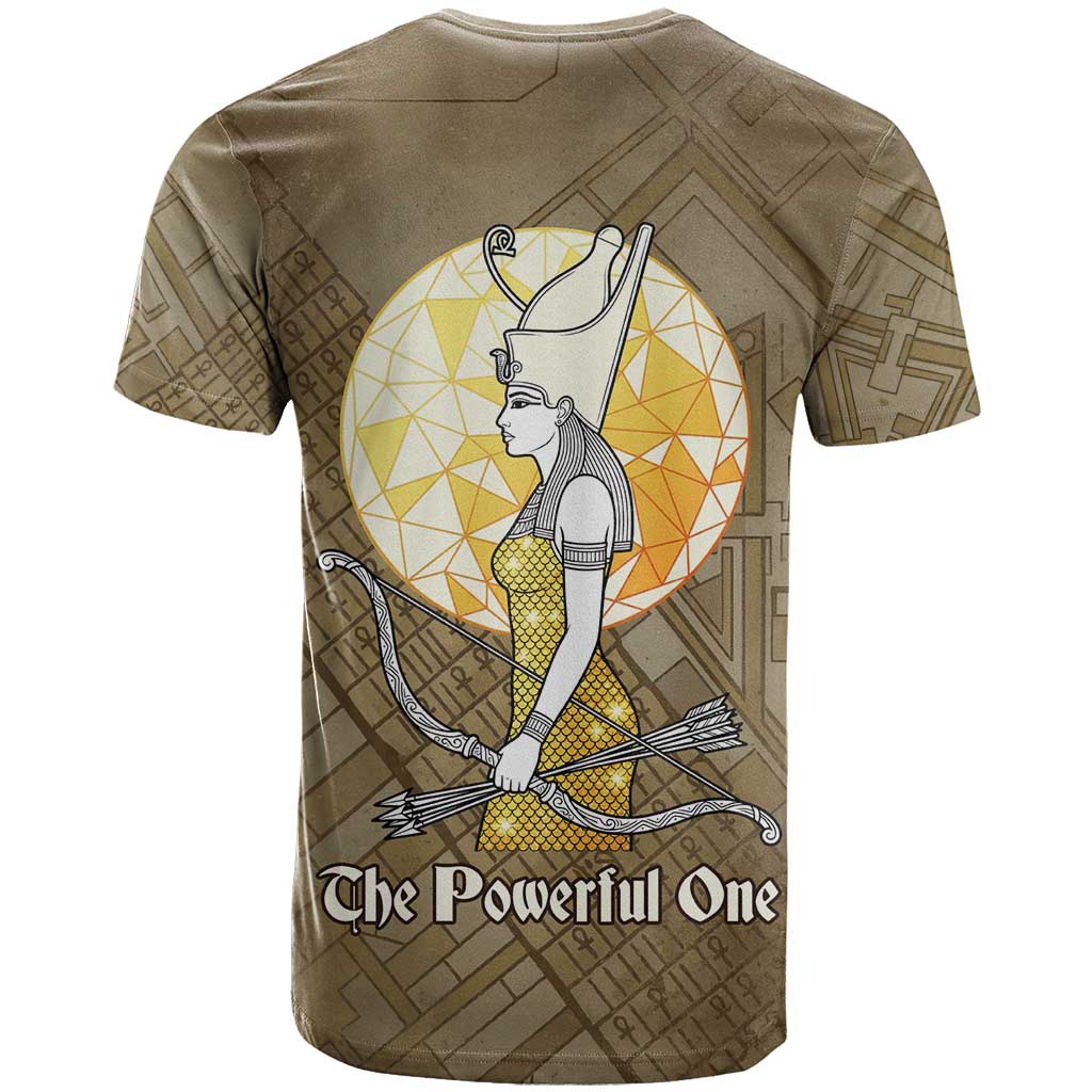 Wosret Egyptian T-Shirt with Golden Scepter and Archer Motif in Ancient Protector Graphic Tee