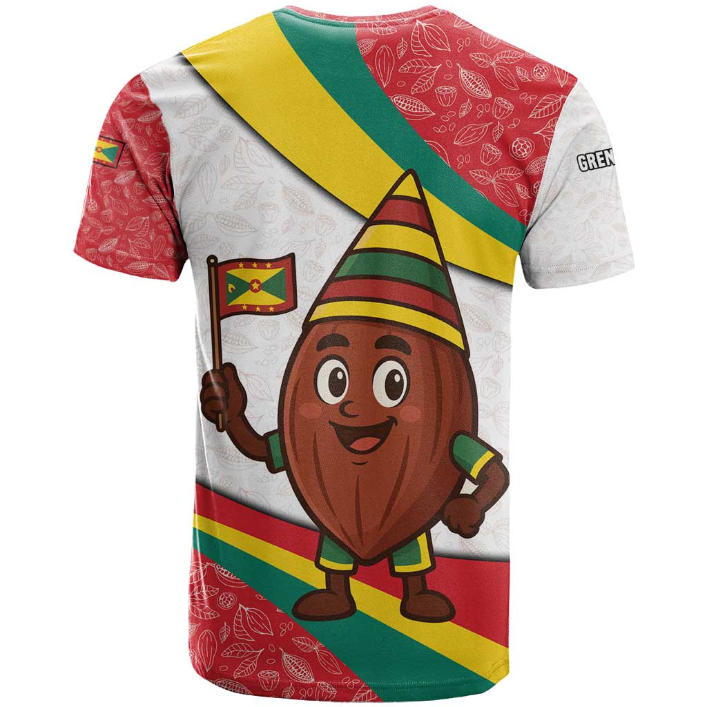 Grenada T-Shirt with Cocoa Bean Mascot and National Flag Colors Graphic Tee