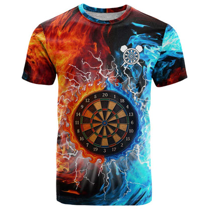 Custom Thunder Lightning Darts T-Shirt Dartboard Water Fire Graphic Tee