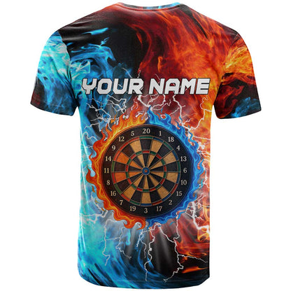 Custom Thunder Lightning Darts T-Shirt Dartboard Water Fire Graphic Tee